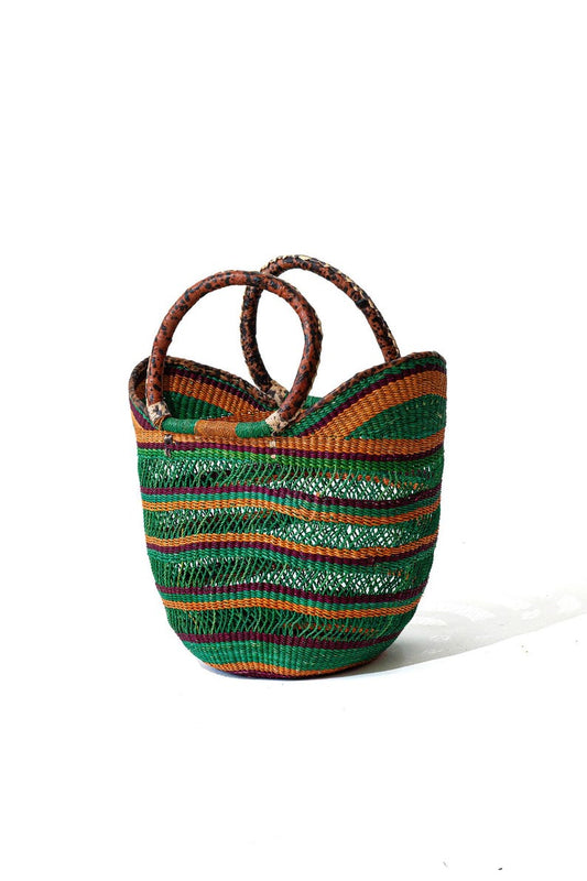 Bolgatanga Shopper Basket – Handwoven Elephant Grass, Pattern A